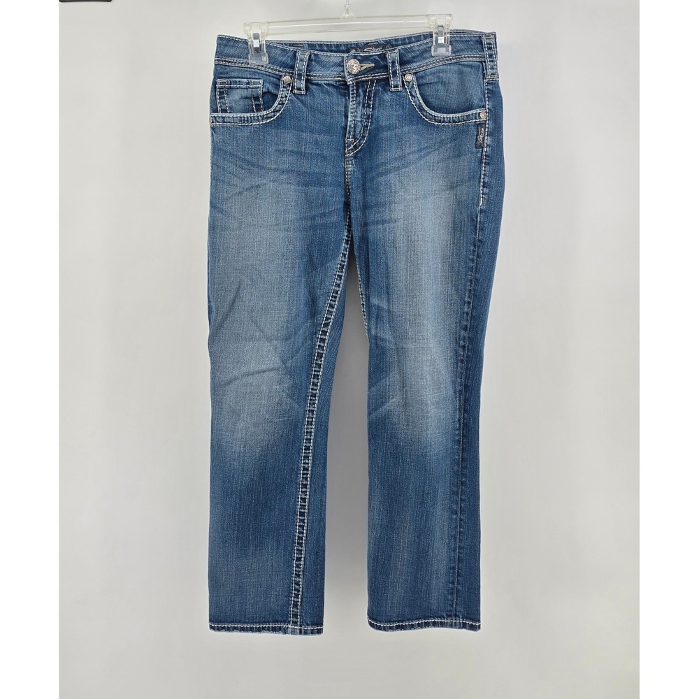 Silver Jeans Co Women Natsuki Capri Size 32 Medium Wash Denim Contrast Stitching